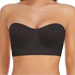 Lusait Women’s Strapless Black Bandeau Bra Wirefree Silicone Padded Bra Sz 2XL